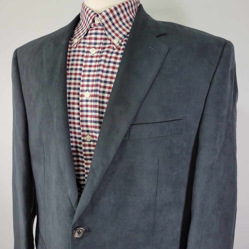 Chaps Men's Sport Coat Blazer Two Button Suede Polyester Grayish Black Size 44R - Picture 8 of 13